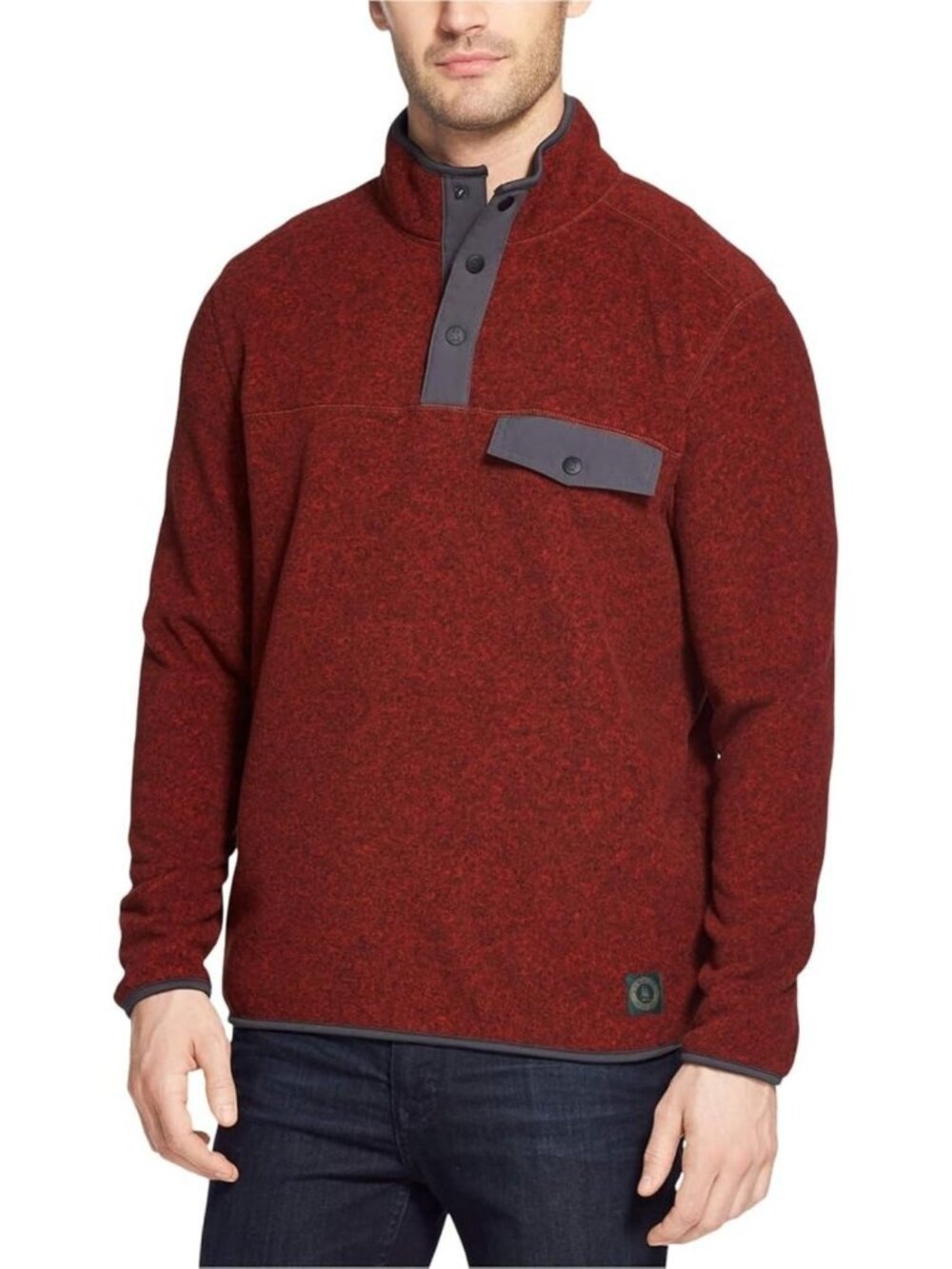 GH Bass Mens Arctic Terrain Top Red 4XL Mock Polar Fleece Pullover 1/4 Snap